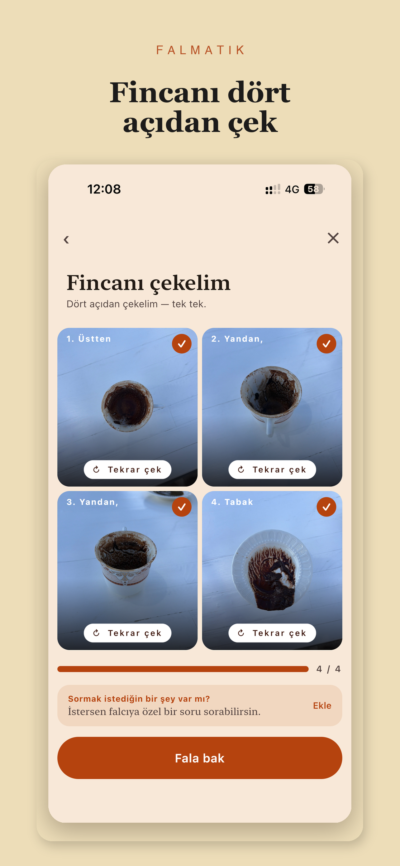 Fincan fotoğrafı çekimi